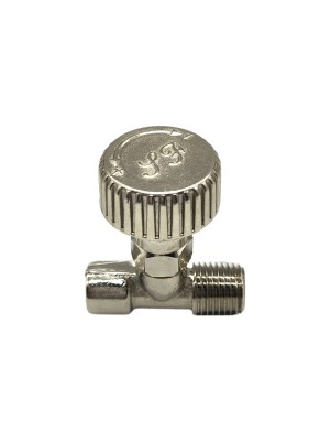 REGISTRO ATAQUE LATÃO 1/4 NPTM X 1/8 NPTF NIQUELADO ALG