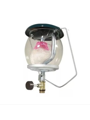 LAMPIÃO A GAS CAMPER ROSCA FINA COM CAMISA VIDRO THERMEX