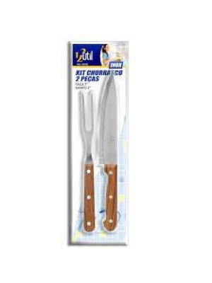 KIT CHURRASCO 2 PEÇAS FACA N7/GARFO INOX UD- 436