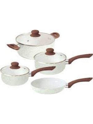 JOGO DE PANELAS 4 PEÇAS ALUMINIO REVESTIMENTO ANTIADERENTE CERAMICO BRANCO