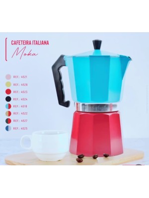 CAFETEIRA ITALIANA 3 CAFÉS MOKA 2 CORES - 4525